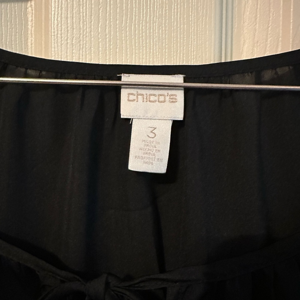 Chico's Black Long Sleeve Tie Front BlouseEUC - Picture 4 of 7